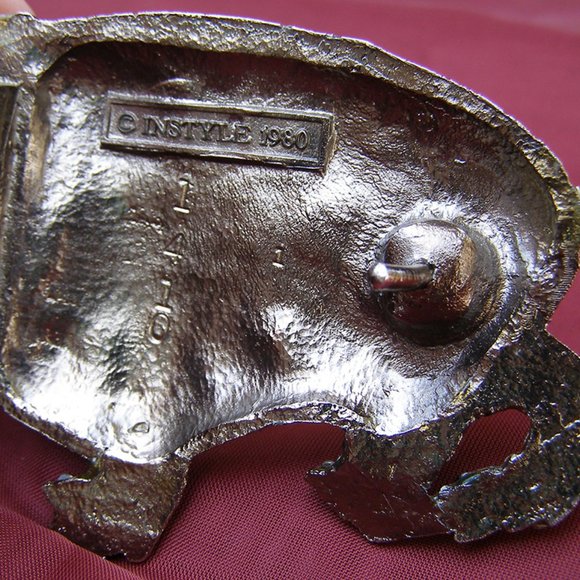 RARE 1980s Vintage Leather belt w/Jeweled Armadillo Buckle SUPER GLAM! main image 9